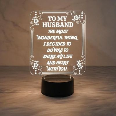 Gift for Husband Engraved Quote Night Lamp with Warm White Light with USB Power Cable